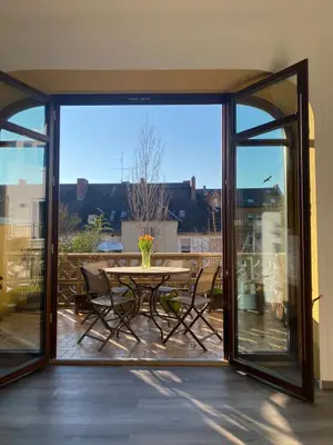 Ein Balkon oder eine Terrasse in der Unterkunft Ferienwohnung Bienengarten