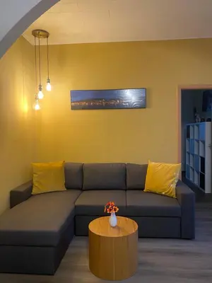 Ein Sitzbereich in der Unterkunft Ferienwohnung Bienengarten