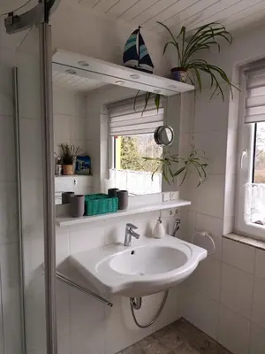 Ein Badezimmer in der Unterkunft Ferienwohnung Lahnmündung mit kostenlosem Parkplatz