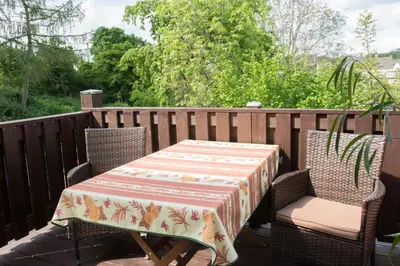 Ein Balkon oder eine Terrasse in der Unterkunft Ferienwohnung Lahnmündung mit kostenlosem Parkplatz