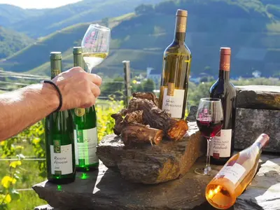 Getränke in der Unterkunft Weingut & Gästehaus Andreas Erz