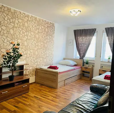 Ein Bett oder Betten in einem Zimmer der Unterkunft Ferienwohnung in Binger Stadtmitte