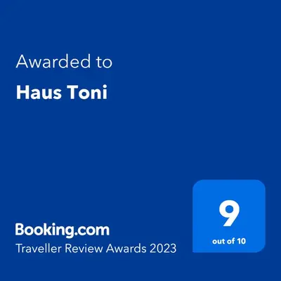 Ein Zertifikat, Auszeichnung, Logo oder anderes Dokument, das in der Unterkunft Haus Toni ausgestellt ist