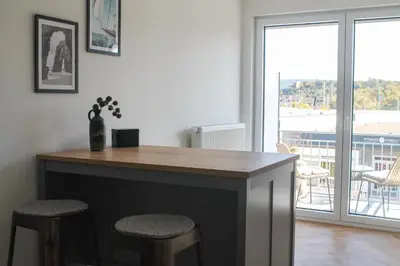 Grundriss der Unterkunft Wonderful World Apartment - stadtnah, Balkon, Parkplatz, E-Ladestation, Fitnessstudio