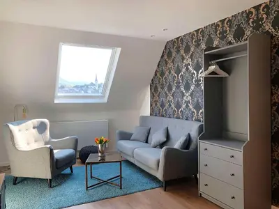 Ein Sitzbereich in der Unterkunft Ferienhaus Kövenig