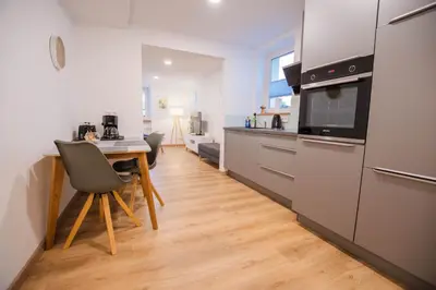 Küche/Küchenzeile in der Unterkunft Ferienwohnung Moselblümchen Amelie