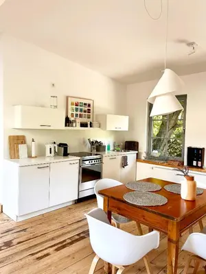 Küche/Küchenzeile in der Unterkunft Ferienwohnung Weingut Villa Huesgen am Mönchhof
