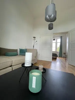 Ein Sitzbereich in der Unterkunft Wohnen wie im Schloss - Alter Bahnhof von Kruft