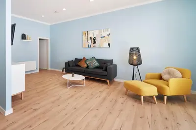 Ein Sitzbereich in der Unterkunft Design Apartment mit kostenfreiem Garagen Parkplatz im Zentrum