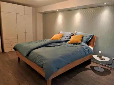 Ein Bett oder Betten in einem Zimmer der Unterkunft Ferienwohnung Im Stiffje
