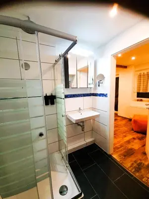 Ein Badezimmer in der Unterkunft CJS Apartments - Chill or Drive am Nürburgring, new Box Spring Beds, new furniture, WLan, Spacious Rooms, Quiet Location
