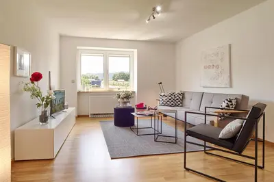 Ein Sitzbereich in der Unterkunft Ferienwohnung Hasport