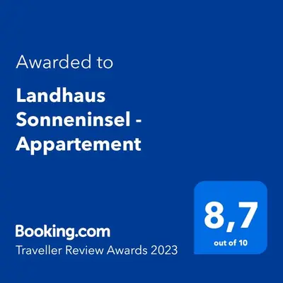 Ein Zertifikat, Auszeichnung, Logo oder anderes Dokument, das in der Unterkunft Landhaus Sonneninsel - Appartement ausgestellt ist