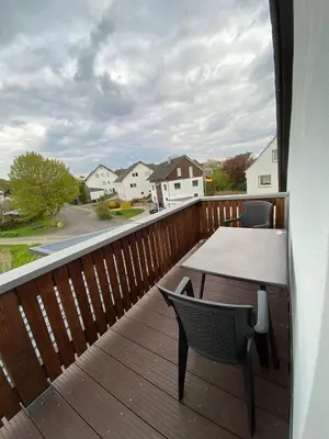 Ein Balkon oder eine Terrasse in der Unterkunft Ferienwohnung Bussard