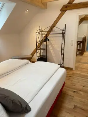 Ein Bett oder Betten in einem Zimmer der Unterkunft Ferienhaus Endertsesel