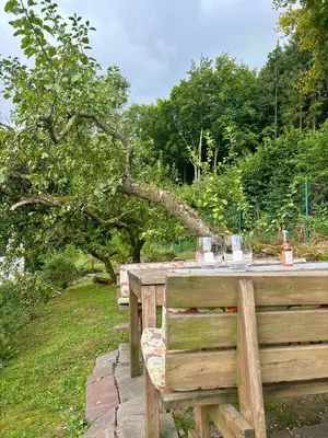 Ein Garten an der Unterkunft Blockhütte Engeln-Eifel