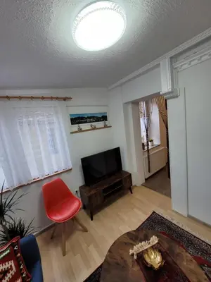 Ein Sitzbereich in der Unterkunft Ferienhaus Larina