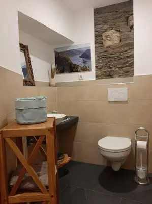 Ein Badezimmer in der Unterkunft Geschichte trifft Moderne - Fachwerkhaus Bacharach