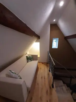 Ein Bett oder Betten in einem Zimmer der Unterkunft Geschichte trifft Moderne - Fachwerkhaus Bacharach