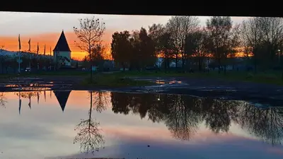Blick auf den Sonnenuntergang/Sonnenaufgang von der Ferienwohnung aus oder aus der Nähe