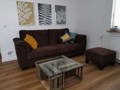 Ein Sitzbereich in der Unterkunft Ferienwohnung Koblenz Goldgrube