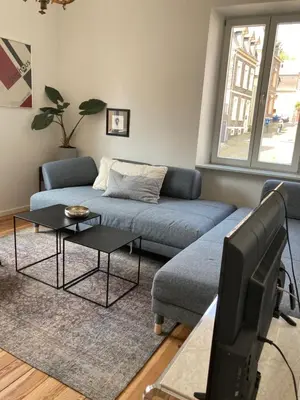 Ein Sitzbereich in der Unterkunft Pferdekopfhaus