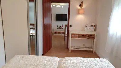 Ein Bett oder Betten in einem Zimmer der Unterkunft Ferienwohnung im Moseltal