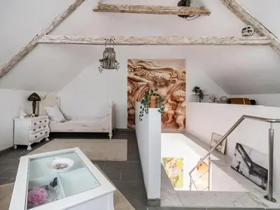 Ein Sitzbereich in der Unterkunft Luxurious holiday home with a nice private garden
