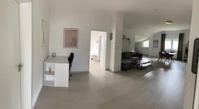 Ein Sitzbereich in der Unterkunft Ferienwohnung Burgzauber