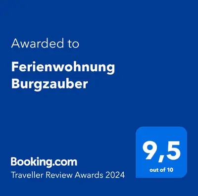 Ein Zertifikat, Auszeichnung, Logo oder anderes Dokument, das in der Unterkunft Ferienwohnung Burgzauber ausgestellt ist