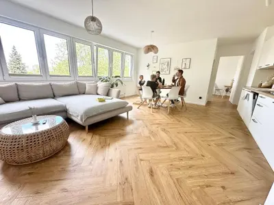 Ein Sitzbereich in der Unterkunft Relax Apartment - für Familien, stadtnah, mit Parkplatz