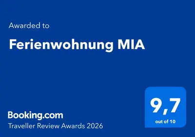Ein Zertifikat, Auszeichnung, Logo oder anderes Dokument, das in der Unterkunft Ferienwohnung MIA ausgestellt ist
