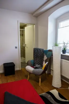 Ein Sitzbereich in der Unterkunft Mosel-Apartments-Koblenz