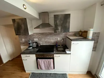 Küche/Küchenzeile in der Unterkunft Gemütliches Studio Rosenburgblick in Moselnähe