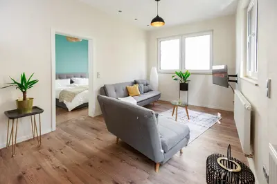 Ein Sitzbereich in der Unterkunft Design FeWo mit großer Dachterrasse an der Mosel - Netflix - Waschmaschine & Trockner