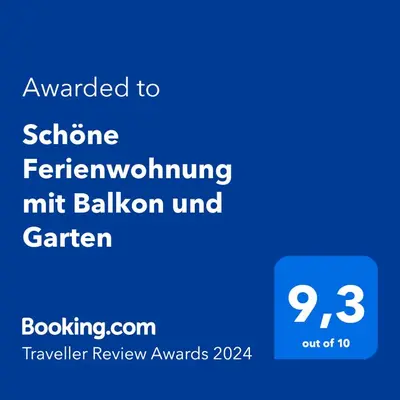 Ein Zertifikat, Auszeichnung, Logo oder anderes Dokument, das in der Unterkunft Schöne Ferienwohnung mit Balkon und Garten ausgestellt ist