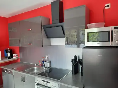 Küche/Küchenzeile in der Unterkunft Enscher Stübchen Ferienwohnung Rudolf