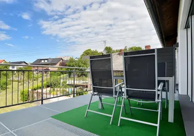 Ein Balkon oder eine Terrasse in der Unterkunft Ferienwohnungen Am Aller-liebsten