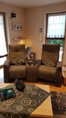 Ein Sitzbereich in der Unterkunft Brunnenhof