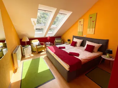 Ein Bett oder Betten in einem Zimmer der Unterkunft Landhaus Zum Langenstein