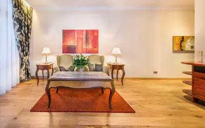 Ein Sitzbereich in der Unterkunft Residence Bellevue