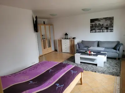 Ein Sitzbereich in der Unterkunft Schöne gemütliche Ferienwohnung im Hunsrück