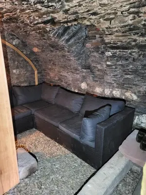 Ein Sitzbereich in der Unterkunft Haus zur Heugabel