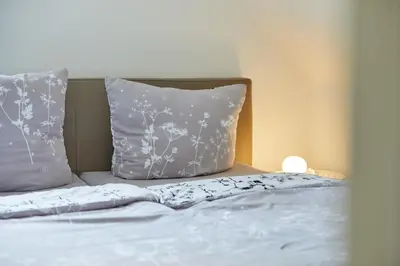 Ein Bett oder Betten in einem Zimmer der Unterkunft Ferienhaus alte Mühle