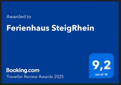 Ein Zertifikat, Auszeichnung, Logo oder anderes Dokument, das in der Unterkunft Ferienhaus SteigRhein ausgestellt ist