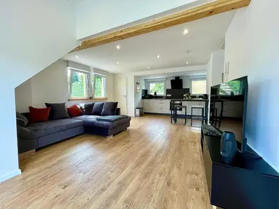 Küche/Küchenzeile in der Unterkunft Sky Apartment, Sauna, Blick zur Mosel, großer Balkon, Kaffeemaschine, Smart TV