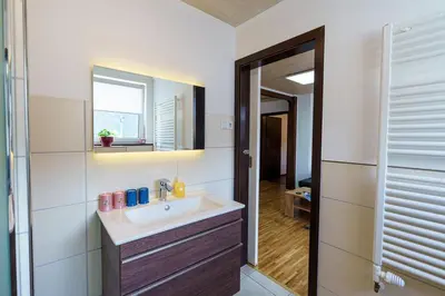 Ein Badezimmer in der Unterkunft Ferienwohnung Bergblick