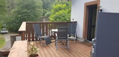 Ein Balkon oder eine Terrasse in der Unterkunft Neumühle Ferienwohnung 2