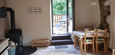 Ein Sitzbereich in der Unterkunft Neumühle Ferienwohnung 2
