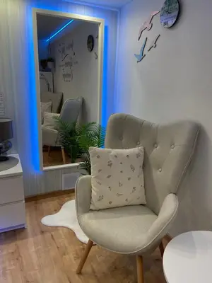 Ein Sitzbereich in der Unterkunft Moderne Ferienwohnung Zur Schlosshöhe